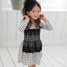Kids Baby Girls Dress Long Sleeve One Piece Dresses Lace Plaids Checks 2-6Y Costume Freeshiping