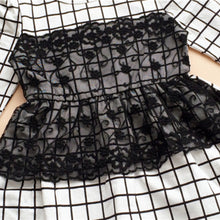 Kids Baby Girls Dress Long Sleeve One Piece Dresses Lace Plaids Checks 2-6Y Costume Freeshiping