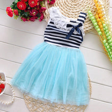 Kids Baby Girls Stripe Lace Tutu Dress Brace Bowknot Ruffle Tulle Baby One-piece Dresses 2-6Years