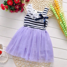 Kids Baby Girls Stripe Lace Tutu Dress Brace Bowknot Ruffle Tulle Baby One-piece Dresses 2-6Years