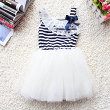 Kids Baby Girls Stripe Lace Tutu Dress Brace Bowknot Ruffle Tulle Baby One-piece Dresses 2-6Years
