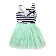 Kids Baby Girls Stripe Lace Tutu Dress Brace Bowknot Ruffle Tulle Baby One-piece Dresses 2-6Years