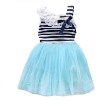 Kids Baby Girls Stripe Lace Tutu Dress Brace Bowknot Ruffle Tulle Baby One-piece Dresses 2-6Years