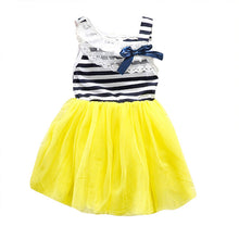 Kids Baby Girls Stripe Lace Tutu Dress Brace Bowknot Ruffle Tulle Baby One-piece Dresses 2-6Years