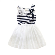 Kids Baby Girls Stripe Lace Tutu Dress Brace Bowknot Ruffle Tulle Baby One-piece Dresses 2-6Years