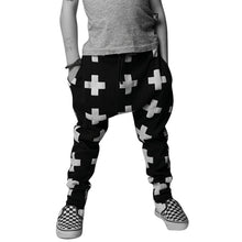 Kids Baby Cotton Cross Pattern Bottoms Harem Pants Boys Girls Punk Rock Trousers 2-6Years
