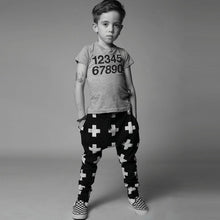 Kids Baby Cotton Cross Pattern Bottoms Harem Pants Boys Girls Punk Rock Trousers 2-6Years