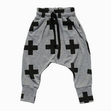 Kids Baby Cotton Cross Pattern Bottoms Harem Pants Boys Girls Punk Rock Trousers 2-6Years