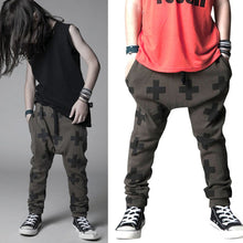 Kids Baby Cotton Cross Pattern Bottoms Harem Pants Boys Girls Punk Rock Trousers 2-6Years
