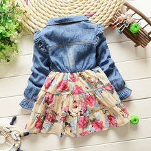 Kids Girl Long Sleeve Jeans Flower Dresses Demin Tutu Dress One-piece Y2