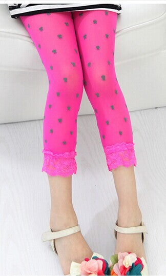 Kids Girl Velvet Leggings Flower Print 3/4 Length Legging Baby Girls Pants Clothes Gift