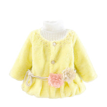 Kids Girls Baby Soft Faux Fur Fleece Warm Flower Belt Jacket Coat Outwear