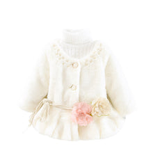 Kids Girls Baby Soft Faux Fur Fleece Warm Flower Belt Jacket Coat Outwear