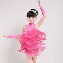 Kids Tasseled Ballroom Latin Salsa Dancewear Girls Party Dance Costume Dress