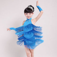 Kids Tasseled Ballroom Latin Salsa Dancewear Girls Party Dance Costume Dress