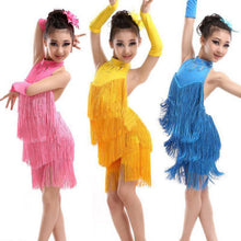 Kids Tasseled Ballroom Latin Salsa Dancewear Girls Party Dance Costume Dress