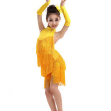 Kids Tasseled Ballroom Latin Salsa Dancewear Girls Party Dance Costume Dress
