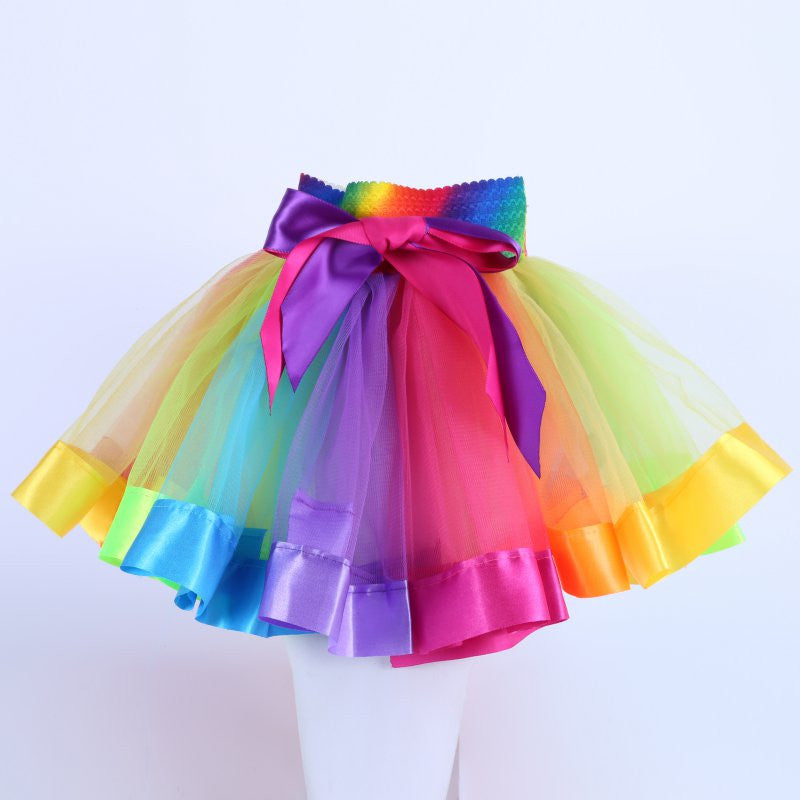 Kids Tutu Skirt Tulle Dance Ballet Skirts Wear Girls Toddler Rainbow Costume