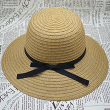 Korea Women Bowknot Large Brim Straw UA Protection Dome Hat Panama Cap Beach Hat