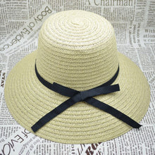 Korea Women Bowknot Large Brim Straw UA Protection Dome Hat Panama Cap Beach Hat