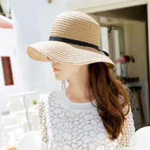 Korea Women Bowknot Large Brim Straw UA Protection Dome Hat Panama Cap Beach Hat