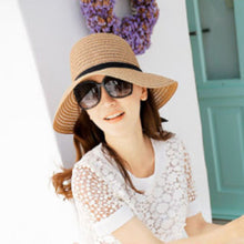 Korea Women Bowknot Large Brim Straw UA Protection Dome Hat Panama Cap Beach Hat