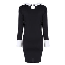 Korean  Slim Long Sleeve Turn-down Collar Women Office Lady Style Dress