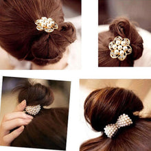 Korean Star Pearl Crystal Rhinestone Flower Headband Ponytail Holder Hair Rope Band Hairband