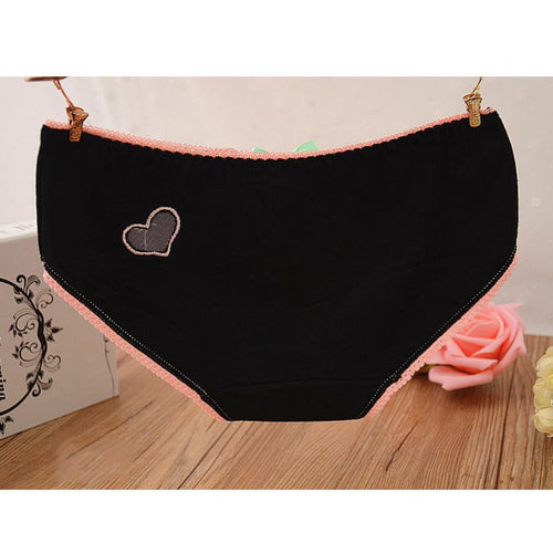 Ladies Cute Heart Shaped Panties Lovely Sexy Hollow Out Pink Underwear Women Low Waist Panties Cotton Briefs PY3