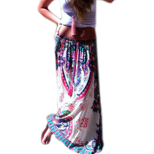 Lady Floral Print Maxi Elastic Waist Long Skirt Long Pleated Maxi Dress  Women P16