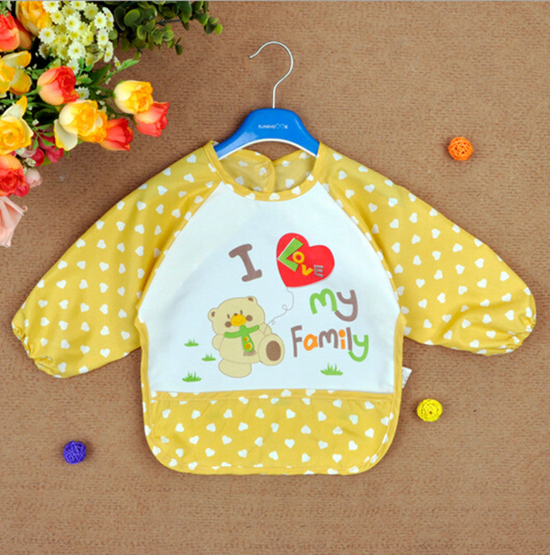 Lovely Boys Girls Baby Letter Print Infant Long Sleeve Anti Wear Waterproof Feeding Shirts Y4
