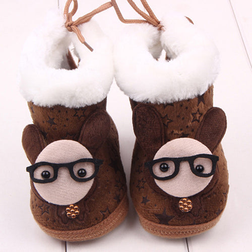 Lovely born Baby Kid Soft Crib Shoes Cartoon Pattern Warm Coral Fleece Boots
