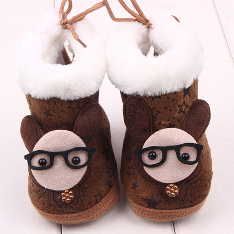 Lovely born Baby Kid Soft Crib Shoes Cartoon Pattern Warm Coral Fleece Boots