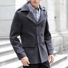 Men Cotton Blends Coat Long Jacket Double Breasted Overcoat