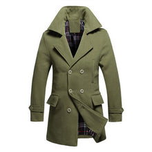 Men Cotton Blends Coat Long Jacket Double Breasted Overcoat