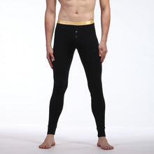 Men Soft Long Johns Warm Thermal Underwear Pants Gold Edge Cotton Buttons