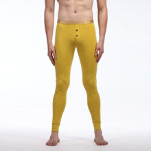 Men Soft Long Johns Warm Thermal Underwear Pants Gold Edge Cotton Buttons