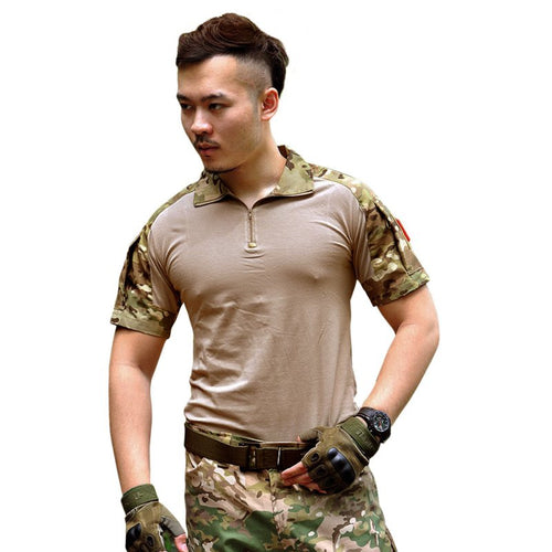 Men Army Combat Tactical T-shirts Military Short Sleeve Tops Camouflage Clothes CP ACU Tee Shirt Homme Multicamo