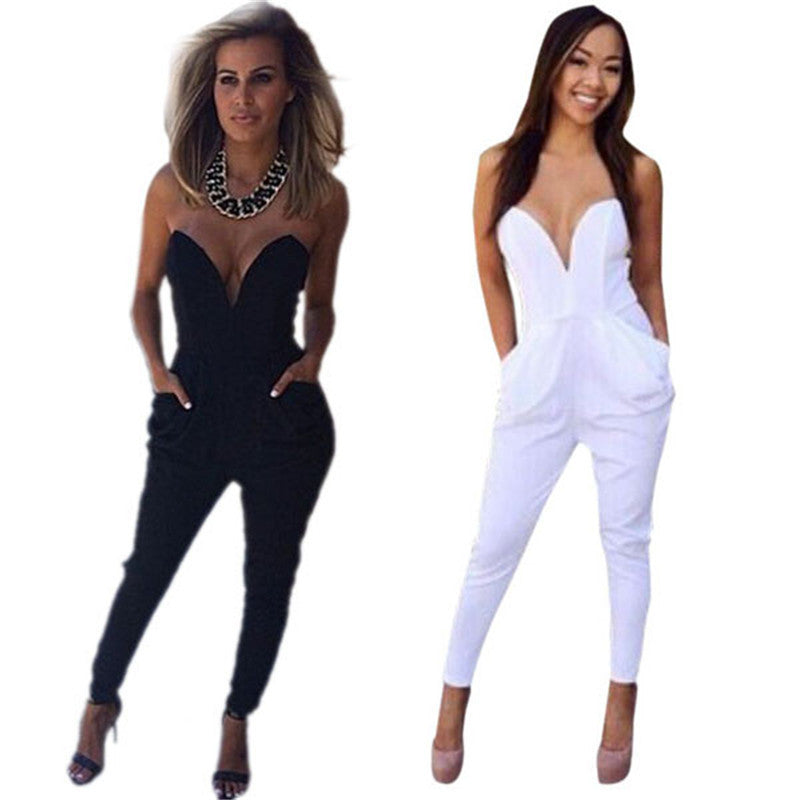 Jumpsuit Womens Ladies V Neck Sleeveless Bodycon Rompers Trousers Clubwear
