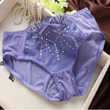Transparent Sexy Bra and Panty Set Plus  Women Lace Ultra-thin Blue Underwear Sets 32-38B