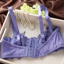 Transparent Sexy Bra and Panty Set Plus  Women Lace Ultra-thin Blue Underwear Sets 32-38B