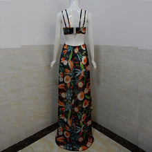 Women  Sexy Print Chiffion Dress Backless Boho Halter Maxi Beach Hollow Out Wrap Party Dresses