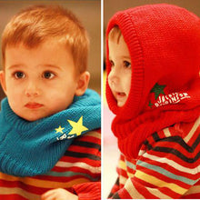 Kids Knitted Crochet Warm Hats Cap Scarf Shawl Earflap Beanie