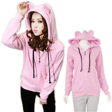 Girls Women Cute Bear Ear Zipper Hooded Sweater Coat Jacket Chic Casual Big Hat Hoody