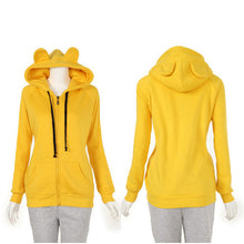 Girls Women Cute Bear Ear Zipper Hooded Sweater Coat Jacket Chic Casual Big Hat Hoody