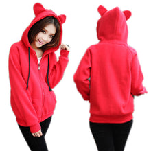 Girls Women Cute Bear Ear Zipper Hooded Sweater Coat Jacket Chic Casual Big Hat Hoody