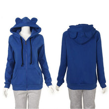 Girls Women Cute Bear Ear Zipper Hooded Sweater Coat Jacket Chic Casual Big Hat Hoody
