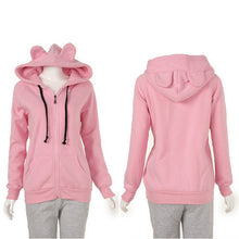 Girls Women Cute Bear Ear Zipper Hooded Sweater Coat Jacket Chic Casual Big Hat Hoody