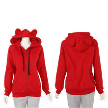 Girls Women Cute Bear Ear Zipper Hooded Sweater Coat Jacket Chic Casual Big Hat Hoody