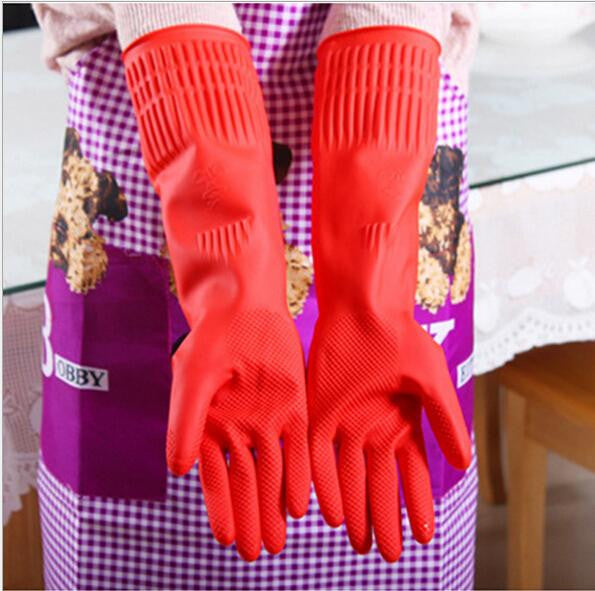 Kitchen Wash Dishes Cleaning Waterproof Long Sleeve Rubber Latex Gloves Tools